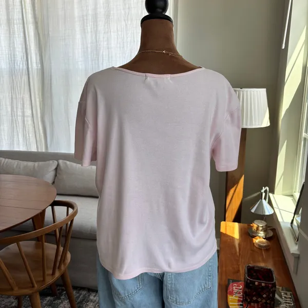 2000s Vintage Lauren Ralph Lauren Pink Cotton Baby Tee Rhinestone Logo‎ Medium - Image 4