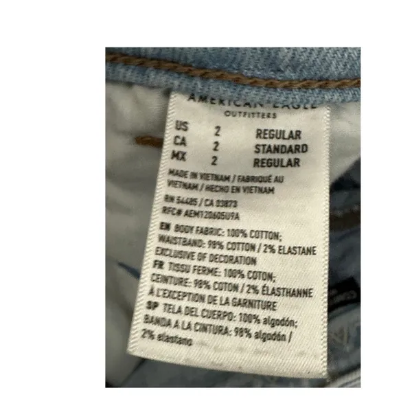 American Eagle Comfort Stretch Waistband Mom Jeans Light Wash Distressed Size‎ 2 - Image 7