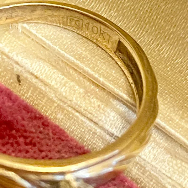 10k Two-Tone (Yellow & White) Gold Diamond Engagement‎ Ring Size 7 - Image 5