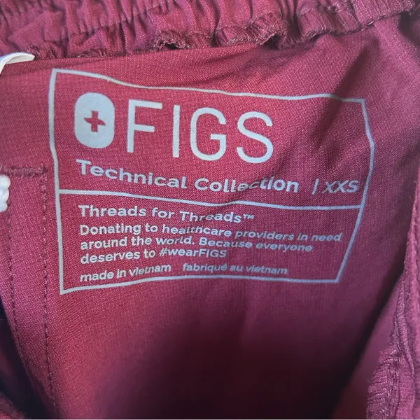 Figs Eco Yola Elastic Waistband Skinny Scrub Pants Burgundy Size XX-Small NWT - Image 6