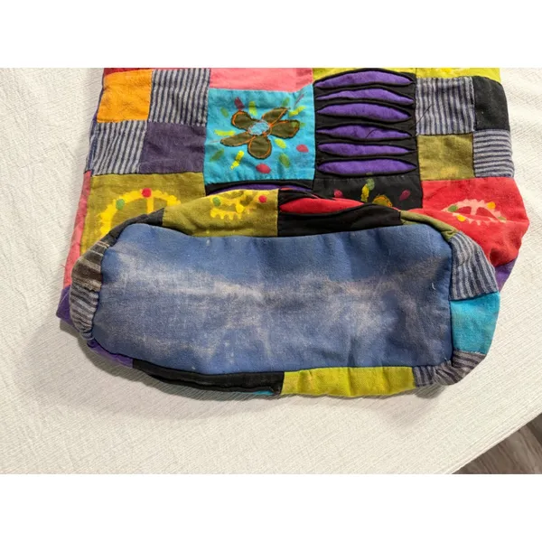 Boho Patchwork Cotton Hobo Bag Nepal Peace Flower Crossbody Multi Color - Image 4