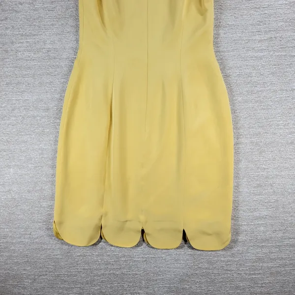 b Michael NY Silk Sheath Dress Size 6 Butter Yellow Scalloped Hem Classic Chic - Image 14