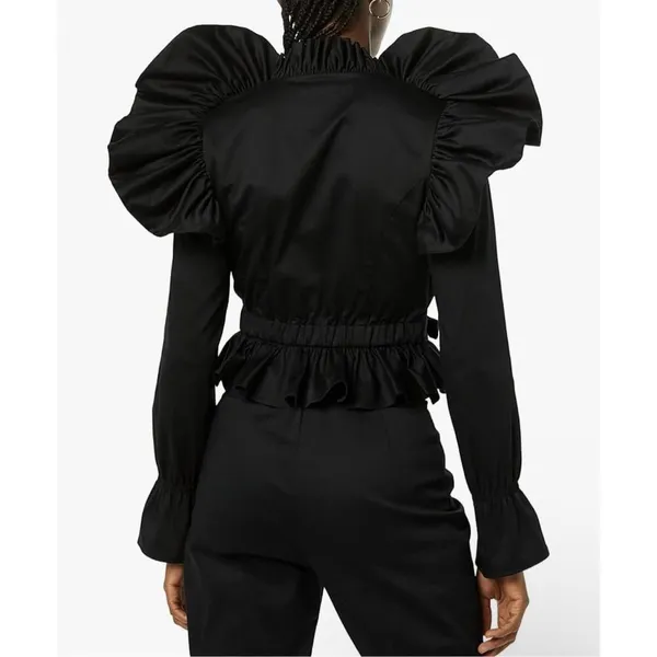 NEW White MAKING THE CUT Ruffle Long Sleeve Tie Front Jacket M $90 - Image 2
