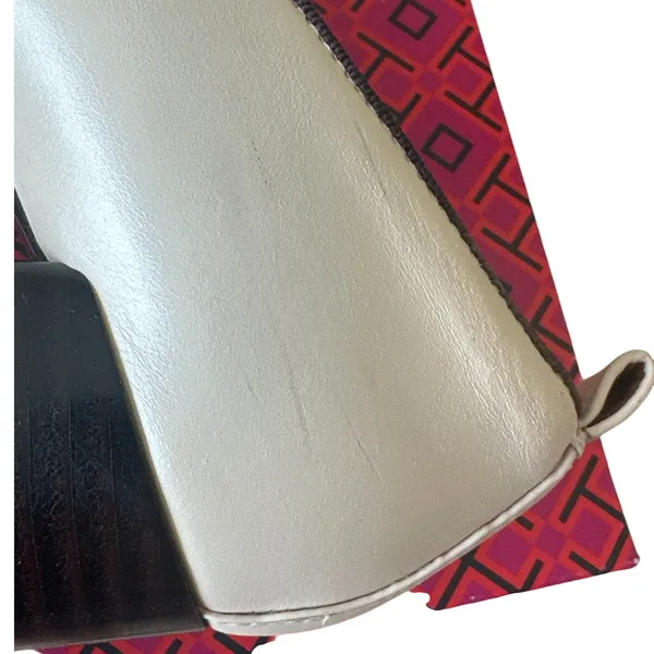 Tory Burch Perrine Heeled Loafers Cream Chain‎ Block Heel 7.5 - Image 11