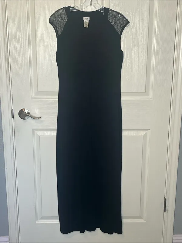Cache Black Lace Shoulder Maxi Dress Sz 4 - Image 11