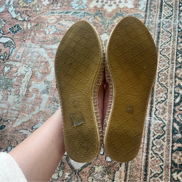 Gucci Pink‎ GG Logo Canvas Espadrilles - Image 9