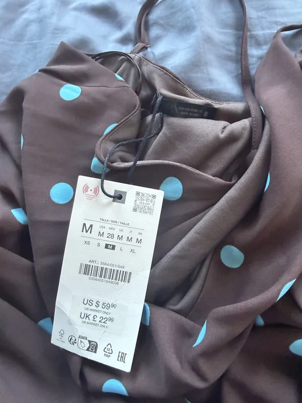 ZARA Brown Polka Dot Mini Dress - Image 4