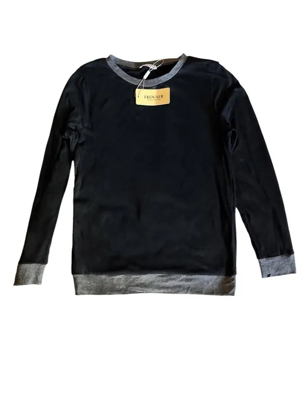 NWT Ekouaer Black Pajama Set Size Small Long Sleeve Lounge Set - Image 2