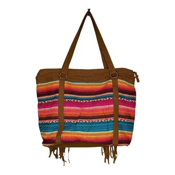 Tote Bag Womens Large Multi-Color Serape Western Boho Longhorn Fringe‎ Hippie - Image 12