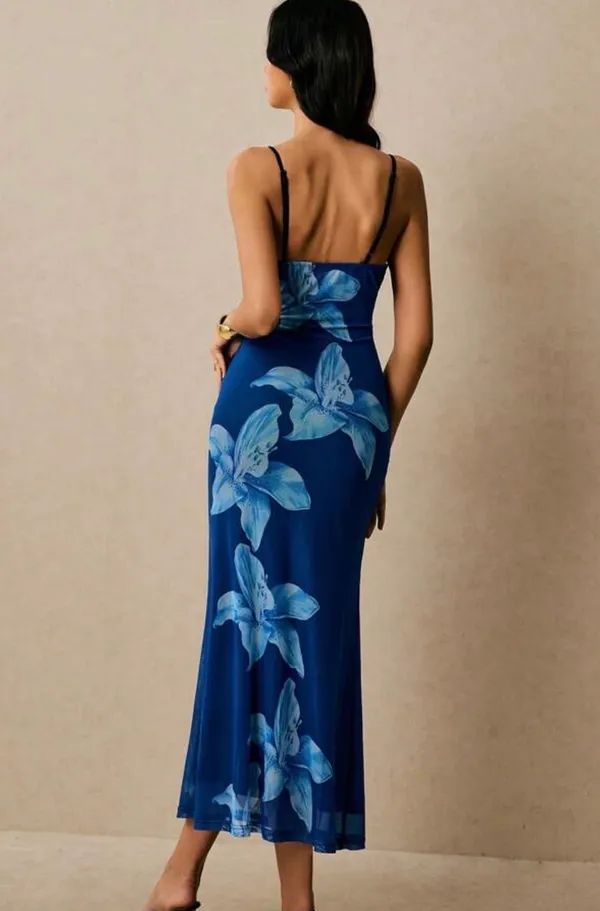 Blue flower dress Size M - Image 3