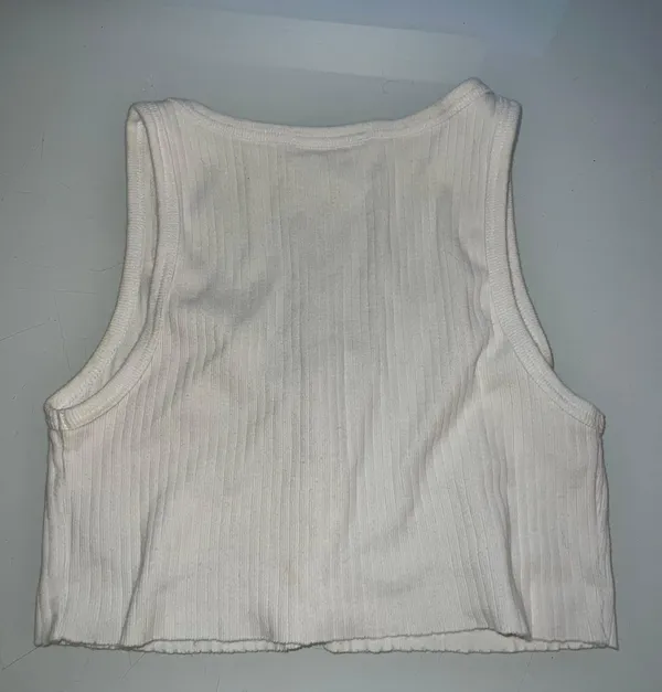 Brandy Melville Extra Cropped White Raw Hem Tank Top - Image 2