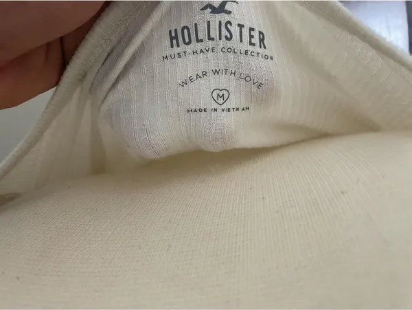 Hollister Must-Have Collection White Ribbed Tank Top M - Image 2