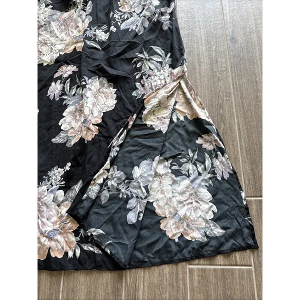 Band of Gypsies Black Floral Maxi Dress Square‎ Neck Sleeveless L - Image 7
