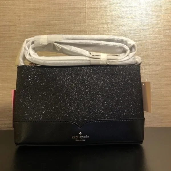 Kate Spade Black Glitter Crossbody Bag Evening Purse NWT - Image 4