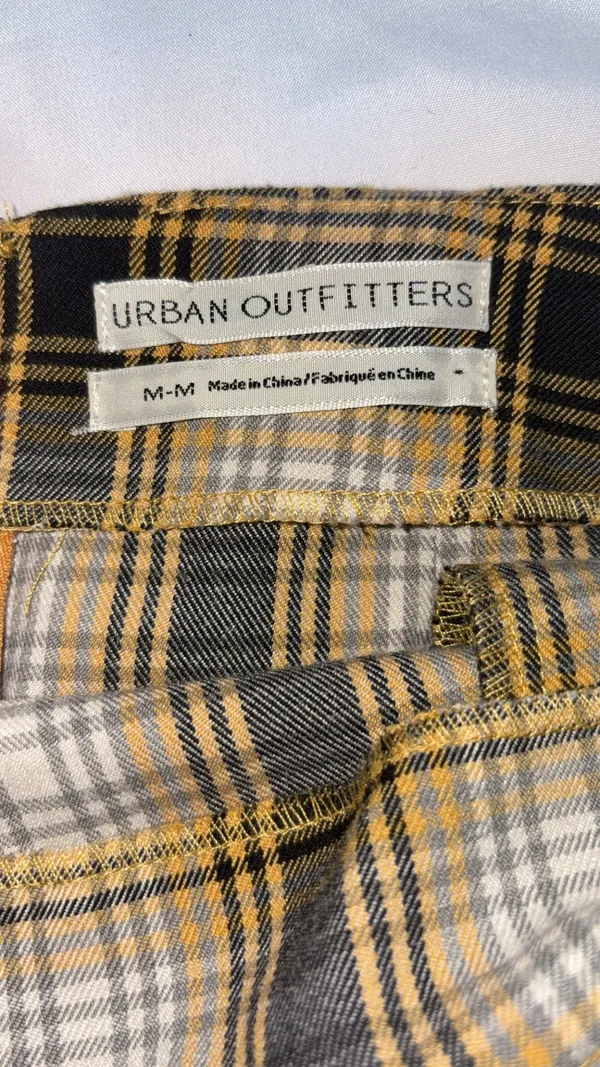 Urban Outfitters Black Yellow Plaid Skirt Mini Slit - Image 6
