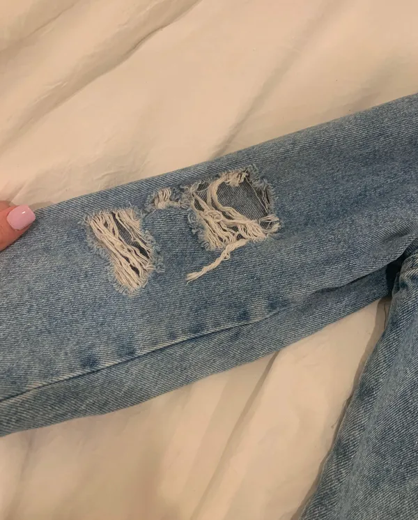 Cropped Distressed Denim Jacket - Image 6