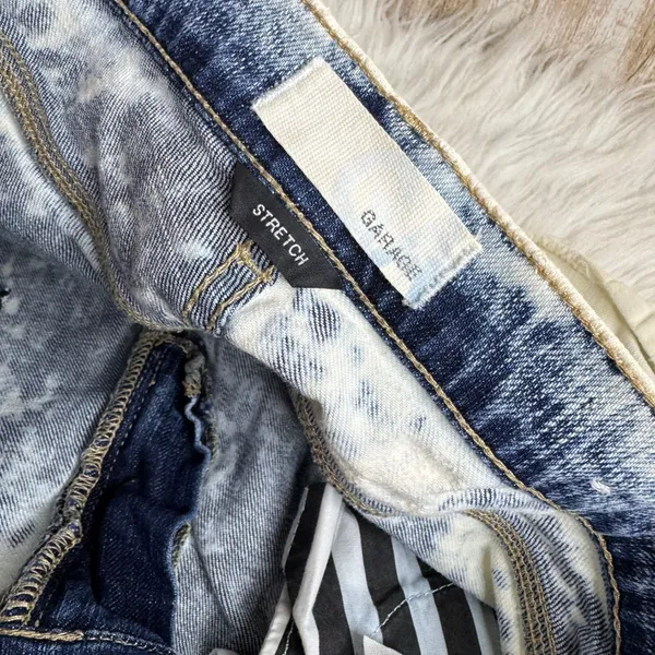 Garage Retro High Waist Acid Wash Denim Shorts Rolled Cuff‎ Distressed Size 1 - Image 5