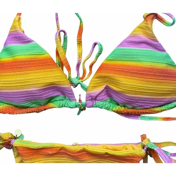 NEW Dippin Daisy’s Palm Triangle Bikini Top & Bindi Cheeky Bottom SET Shimmer - Image 9