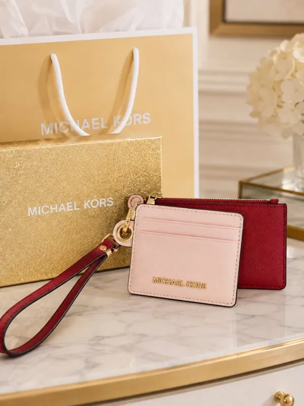 Michael Kors Saffiano Card Case Duo Wristlet Zip Wallet NWT - Image 2