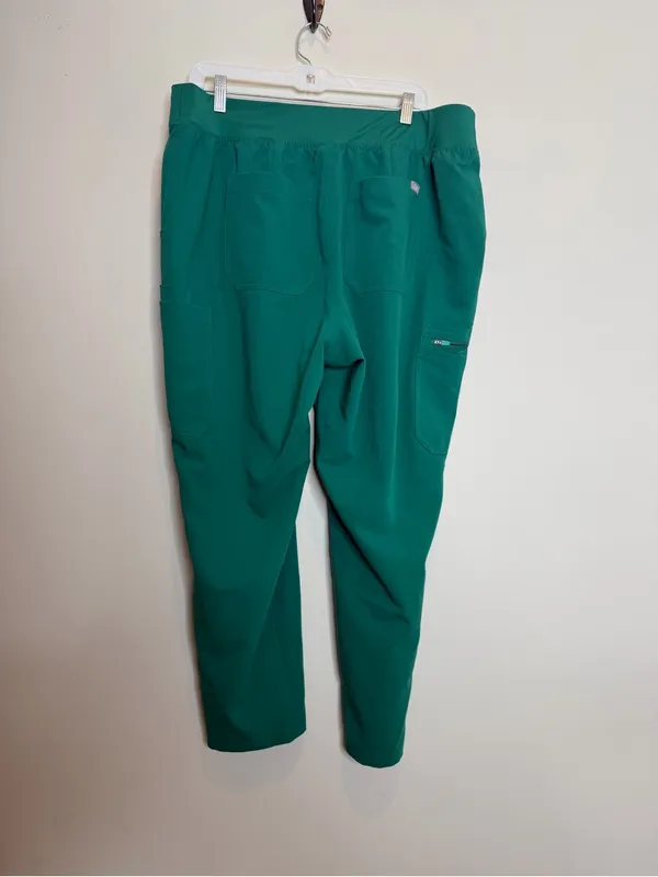 FIGS Yola High Rise Scrub Pants Womens 3XL Petite Green Straight Leg Cargo - Image 2