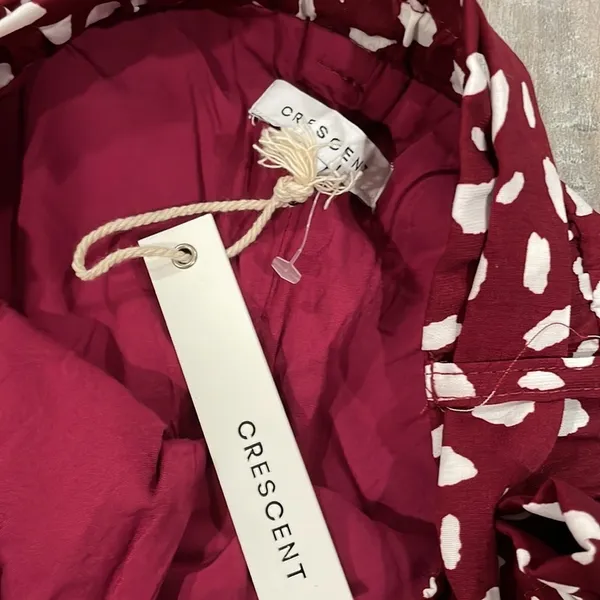 Crescent maroon and white spotted wide leg pants NEW - Image 5