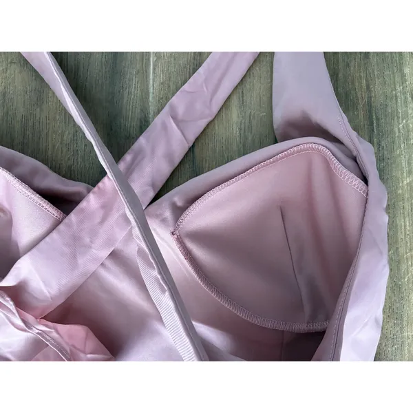 AZAZIE Blush Pink Maxi Dress Criss Cross Open Back Tie Waist - Image 5