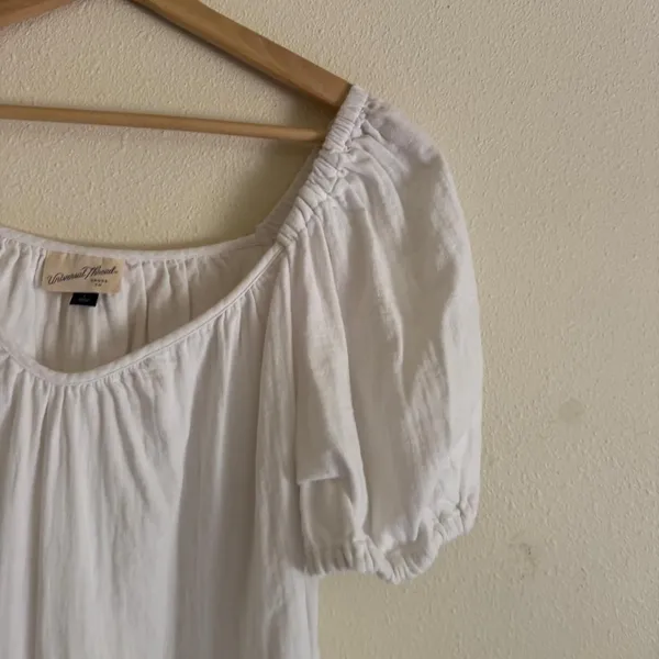 Universal Threads White Cotton Muslin Tiered Puff Sleeve Boho Mini Dress Large - Image 2