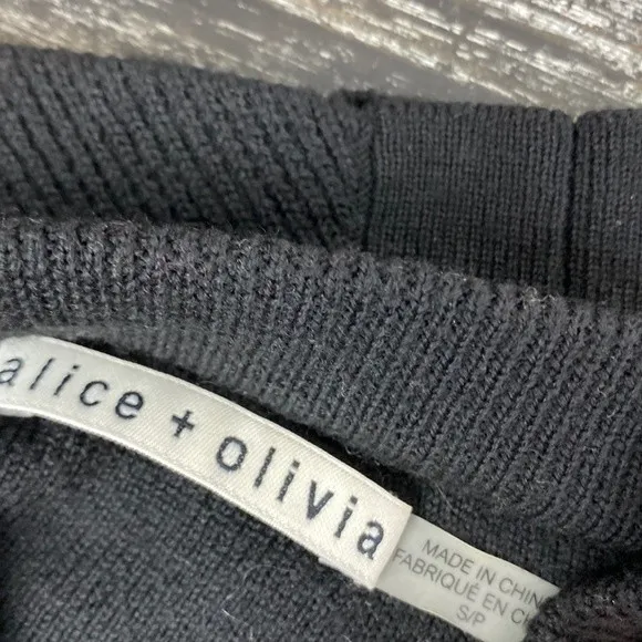 Alice + Olivia Women's Black Knit Straight Side Tie Midi Skirt S - Image 9