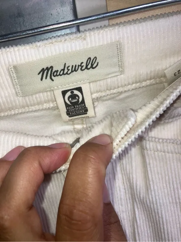 Madewell Emmett Wide-Leg Mid-rise Pants in Corduroy Cream Size 23 - Image 8
