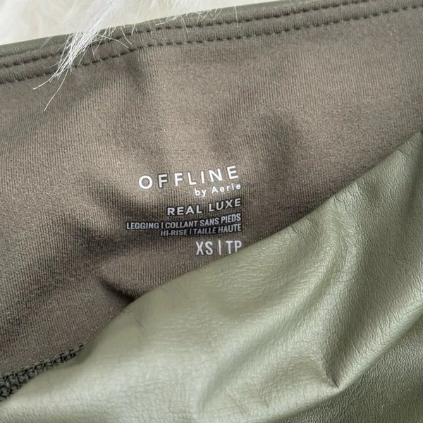 OFFLINE by Aerie Faux Leather High-Waisted Leggings Olive Green Size XS - Image 5
