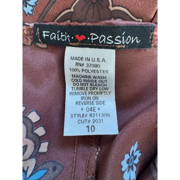 Vintage Y2K Faith Love Passion Brown Floral Cowl Neck Sleeveless Midi Dress - Image 8