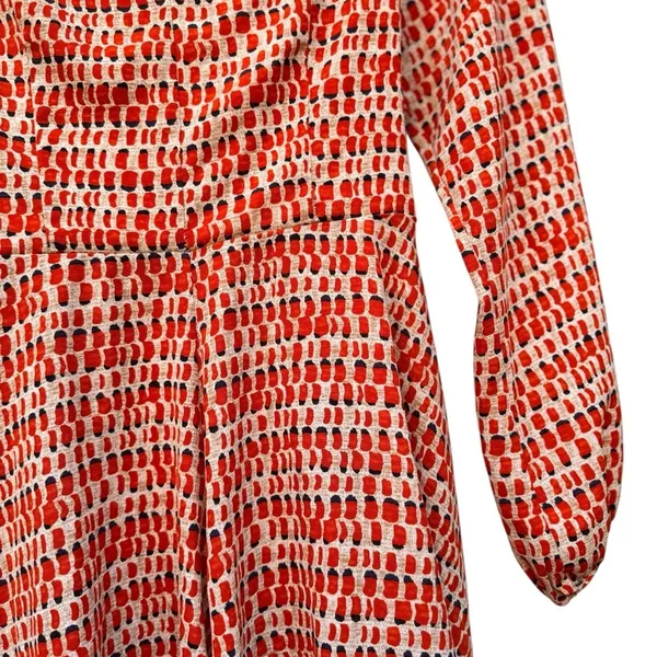 Altar’d State Orange Red Plaid Smocked Romper Women’s Medium Balloon Sleeve EUC - Image 14
