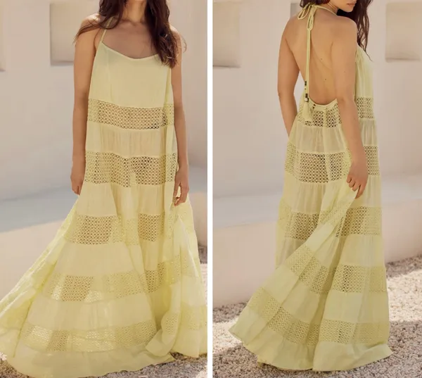 Anthropologie Sheer Lace Tiered Maxi Dress, Size XL - Image 2