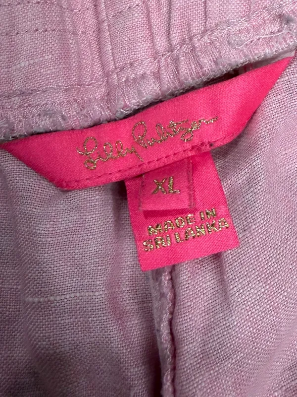 Lilly Pulitzer Pink Scallop Hem Pull-On Shorts Womens Size XL Preppy Slub Pink - Image 2