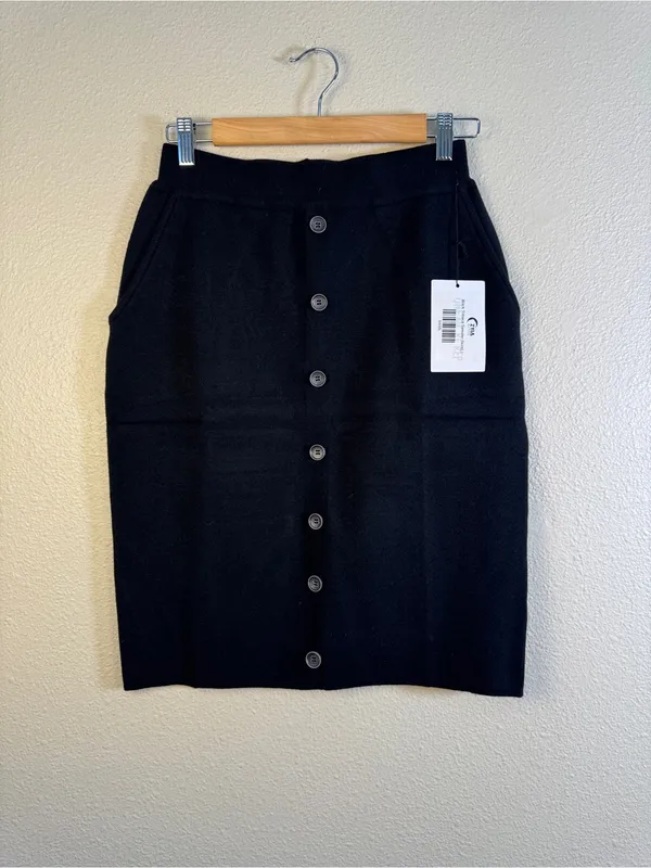 Zyia Active Black Knit Button Front Sweater Pencil Skirt Womens L Tribeca Casual - Image 3