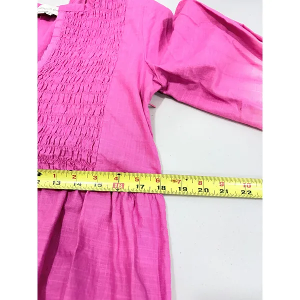Sachin & Babi Pink Orange Dip Dye‎ Smocked Tiered Cotton Mini Dress Resort M - Image 10