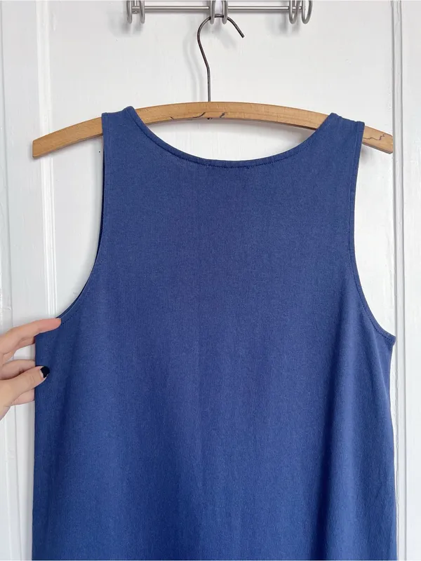 Sezane • Ariana Dress navy blue sleeveless tank cotton knit midi maxi - Image 11