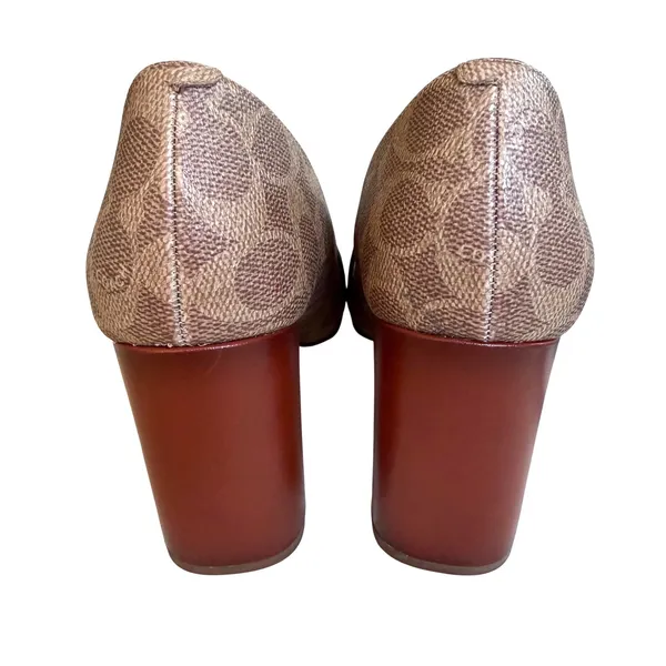 Coach Jade Block‎ Heel Pumps Women 8.5 Leather Snakeskin Career Luxury Preppy - Image 7