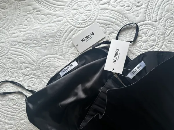 Heiress Beverly Hills Black Corset Satin Slip Dress in Black - Image 2