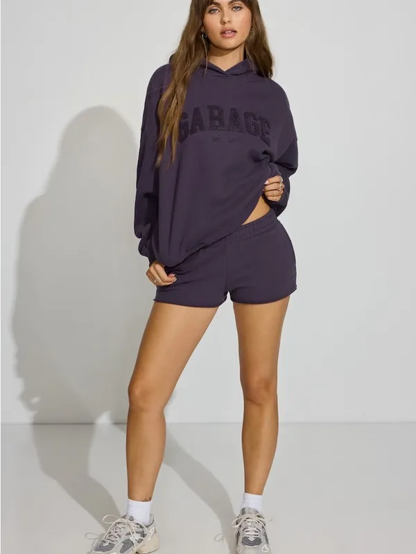 NWOT Garage Ultrafleece oversized Hoodie in plum with Chenille logo size s/m - Image 2