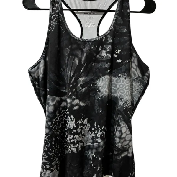 Champion Women's Black and Gray Patterned Tank Top Excellent Condition - Image 6