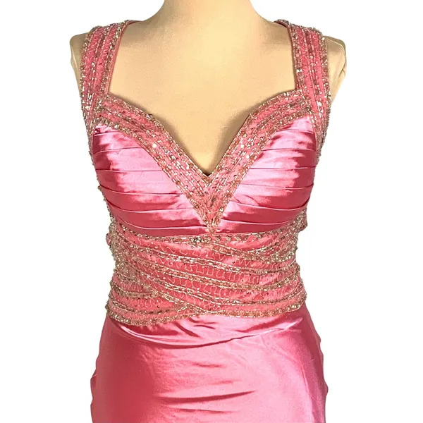 Glamorous New Pageant Prom Gown Sweetheart Neck Jeweled Pink Size 6 Glam A-line - Image 3