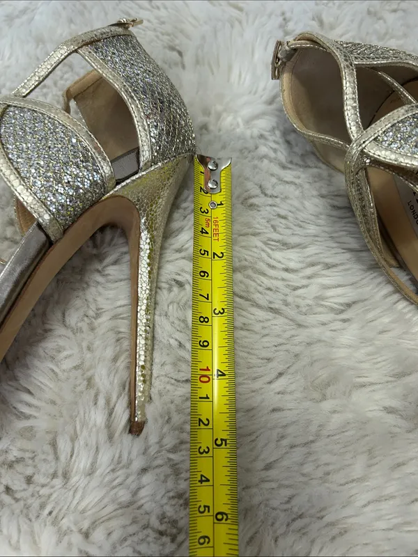 Jimmy Choo Glitter High Heel Sandals Champagne - Image 6