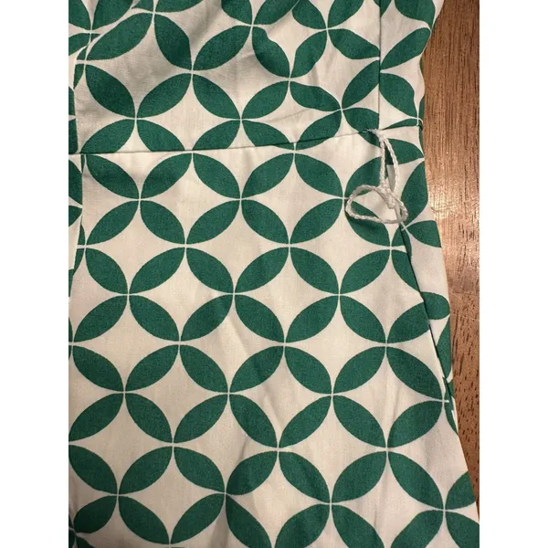 Boden Shirt Dress Long Sleeve Button Up Cotton Green/White Geometric Size 6R - Image 4