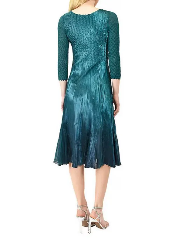 Komarov Beaded Neck Chiffon Charmeuse Midi Dress Purple Large NEW $335 - Image 13