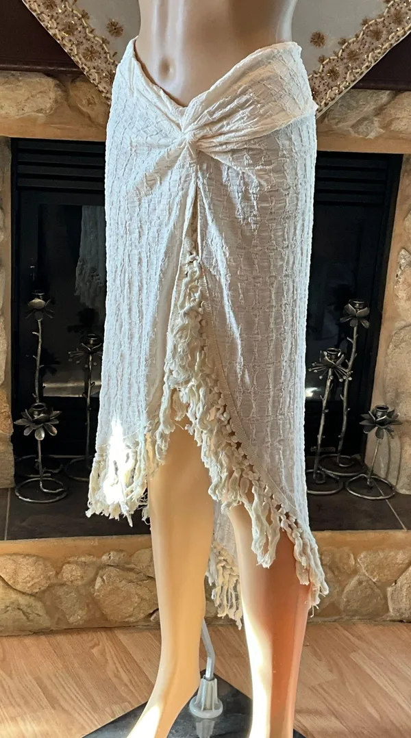 Boho Twist Skirt With Tassels Ivory M - Image 5