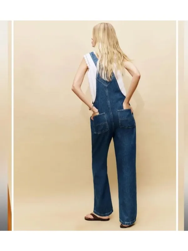 New Reformation M Arlo Denim Overalls Clearly Relaxed Fit Medium Regular - Image 5