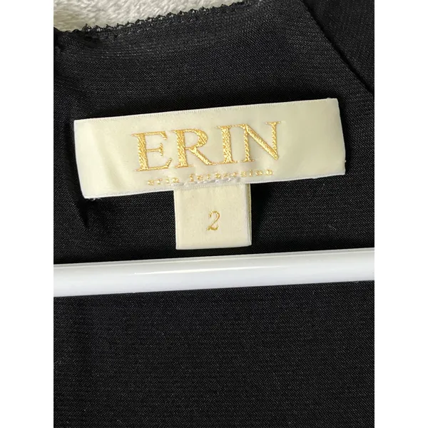 Erin Fetherston Black Gold Lace Stripe Ruffle Hem Sheath Dress Size 2 Classic - Image 5
