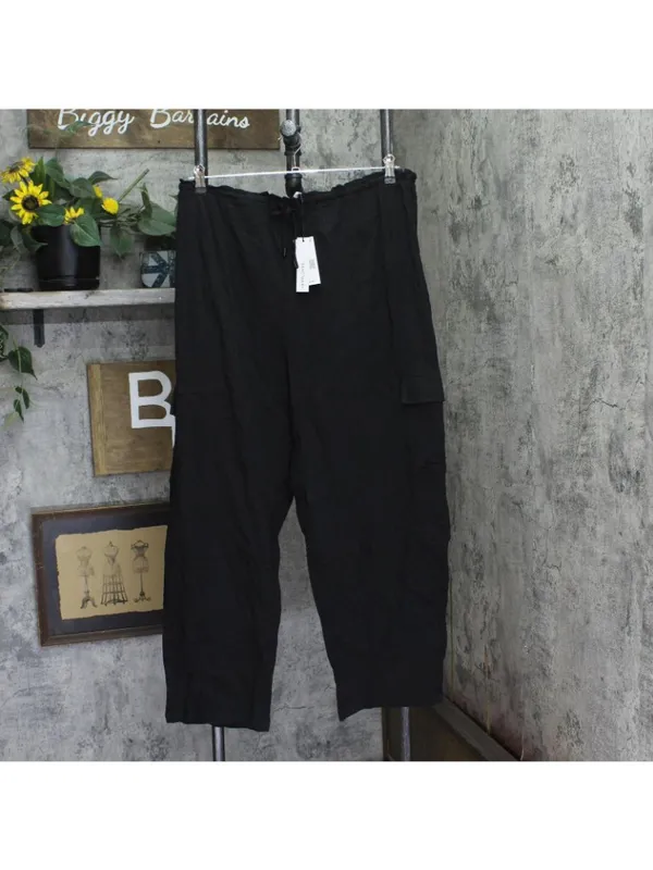 NWT Sanctuary Coastal Covers Crinkle Cotton Baggy Barrel Cargo Pants Black XL - Image 3