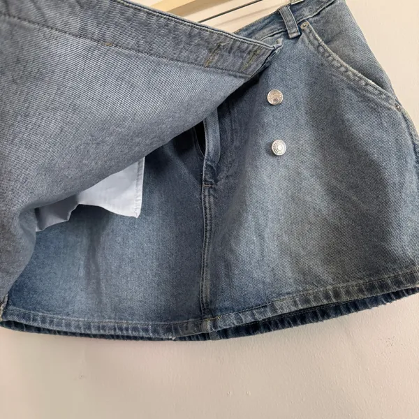 FREE PEOPLE | We The Free Wynne Wrap Asymmetrical Denim Mini Skirt | 29 - Image 3